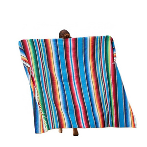 Hot Selling Mexican Style Beach Towels Jacquard Weave Acrylic Blanket Mexican Beach Towel Blanket with Tassel