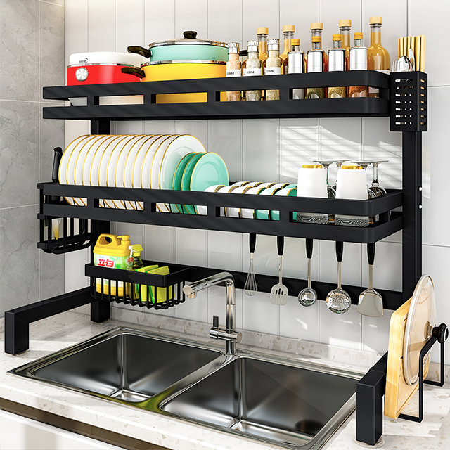 XingYou Wholesale Multi-function  2 Tier Stainless Steel Metal Kitchen Storage Organizer Shelf Over The Sink Dish Rack