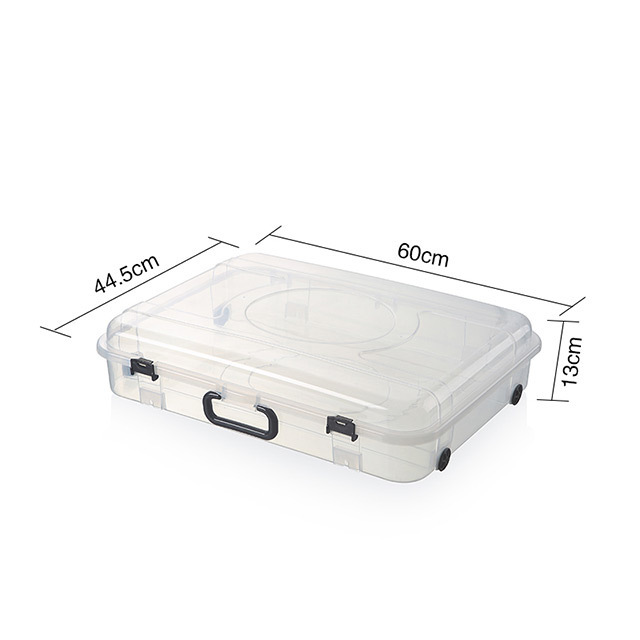 XingYou Plastic Transparent Under Bed Storage Box Portable Shoes Box Clothes Organizer with Wheels