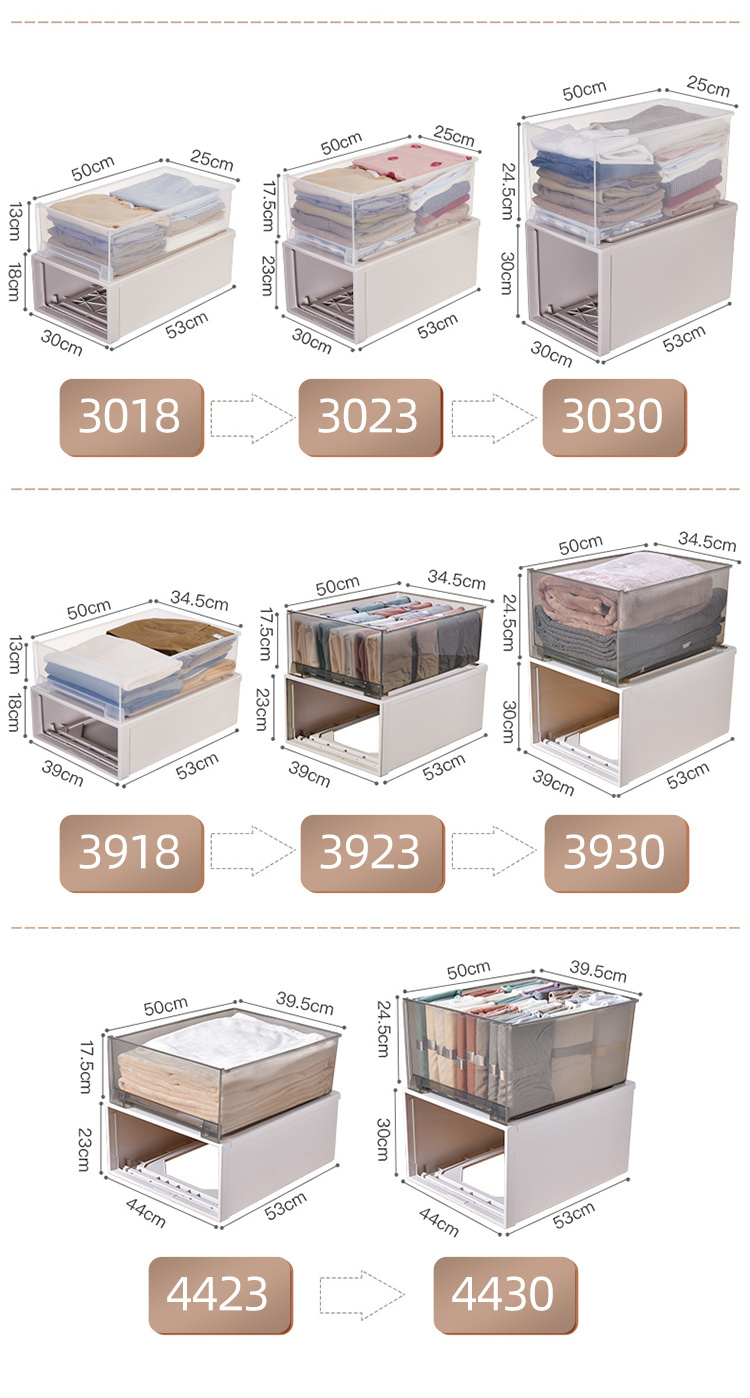 XingYou Stackable Plastic Wardrobe Drawer Storage Organizer Bins for Clothes