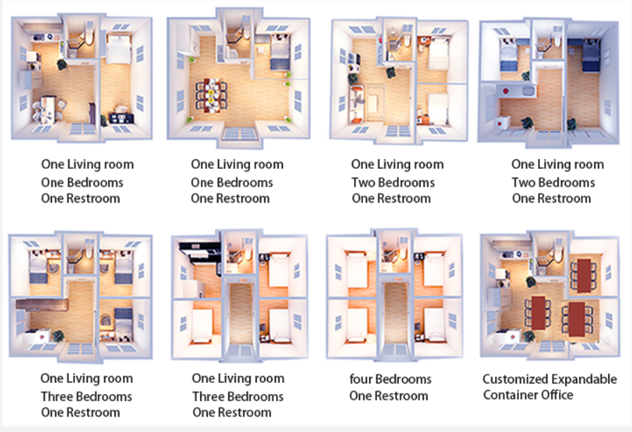 Easy Assembly 20ft expandable container house 3 bedrooms prefab foldable container house