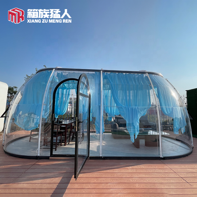 Modern Style Starry Sky Glamping Geodesic Dome Villas Prefab Cabin House and Restaurant for Sale PC Material Home Tent