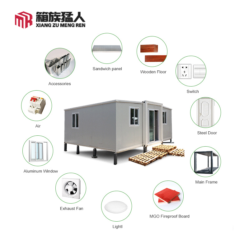 Factory prefabricated house free shipping expandable container house with 3 bedrooms for sale