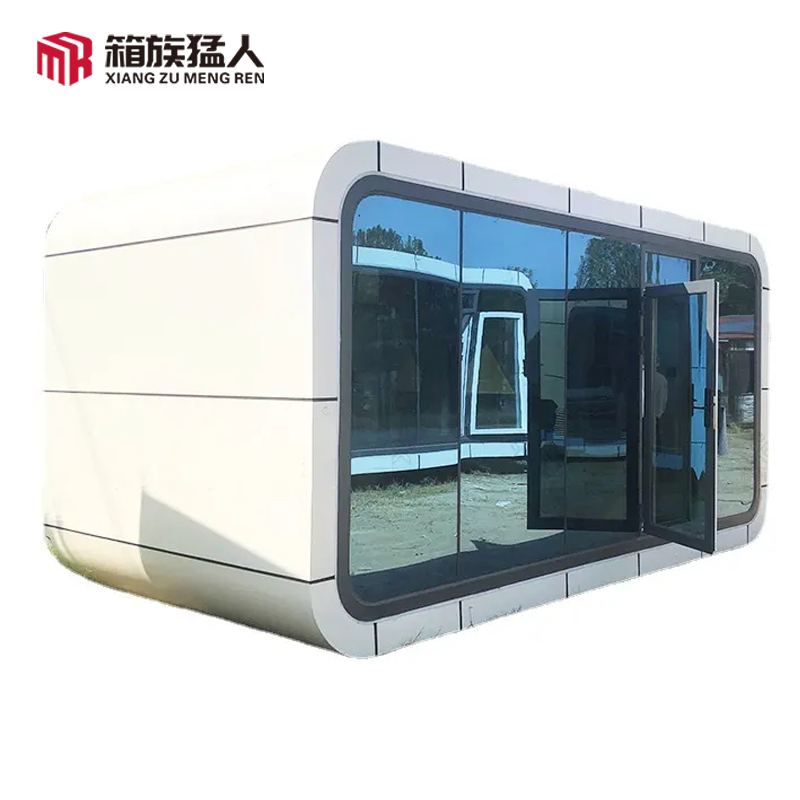 Luxury eco space capsule prefabricated mini house office pod natural apple cabin with balcony for sale