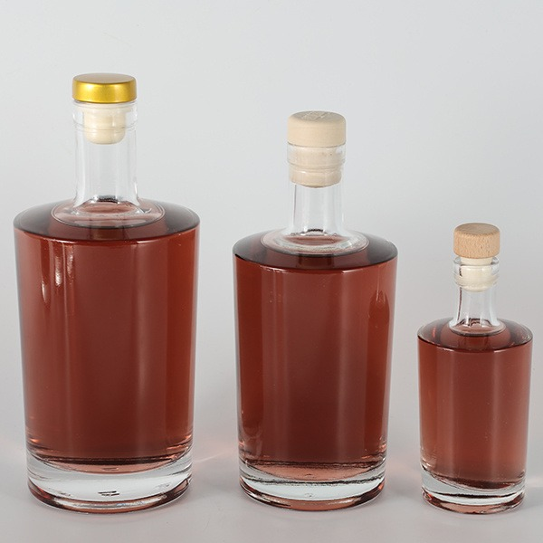 100 ML 380ML 500ML 750ML Clear Round Shape Super Flint Glass Bottle for Gin Rum Vodka Whiskey Brandy with Cork