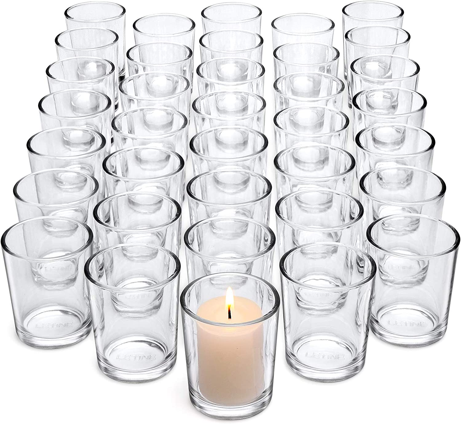 Clear Glass Tealight Candle Holder- Glass Votive Candle Holders  Clear Candle Holder for Valentine's Day