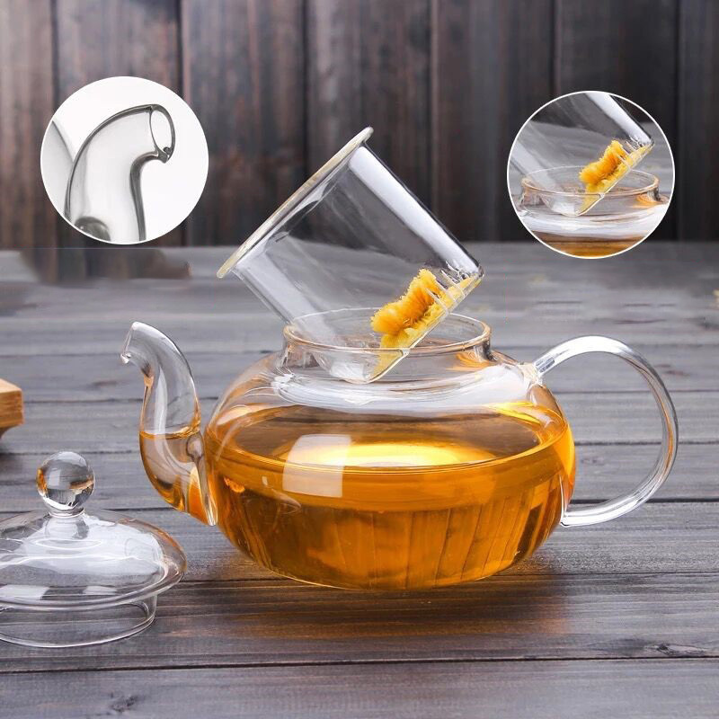 Personalized Borosilicate glass tea pot set hot water kettle with filter