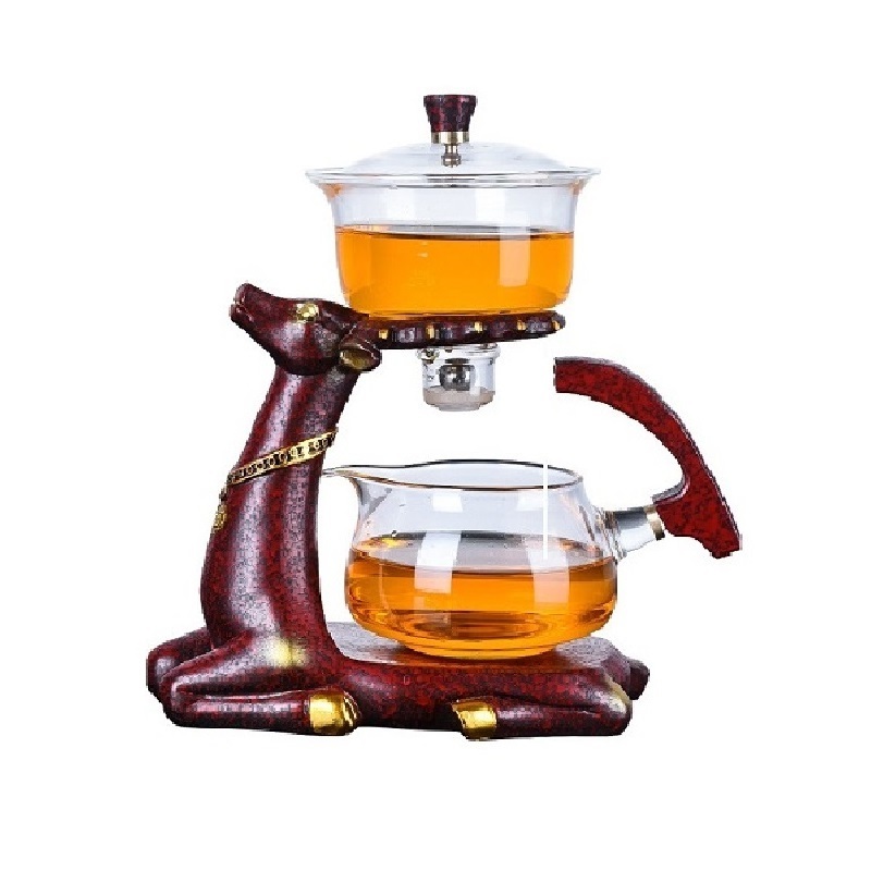 Creative Deer Glass Infusion Tea Pot with Strainer Magnetic Glass Tea Maker Coffee Kettle Set