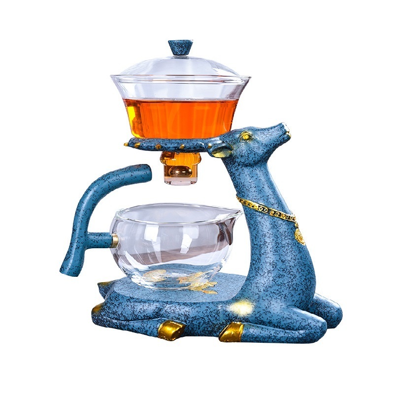 Creative Deer Glass Infusion Tea Pot with Strainer Magnetic Glass Tea Maker Coffee Kettle Set