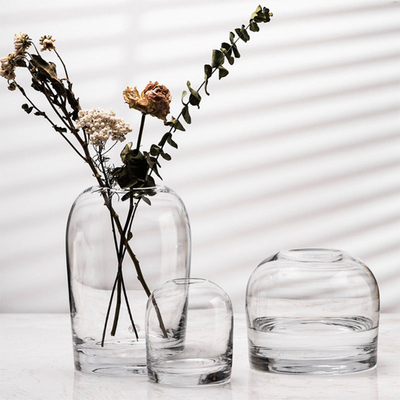 Wholesale small clear  bud vases for home decor flowers hand clear  glass vase centerpieces for wedding party