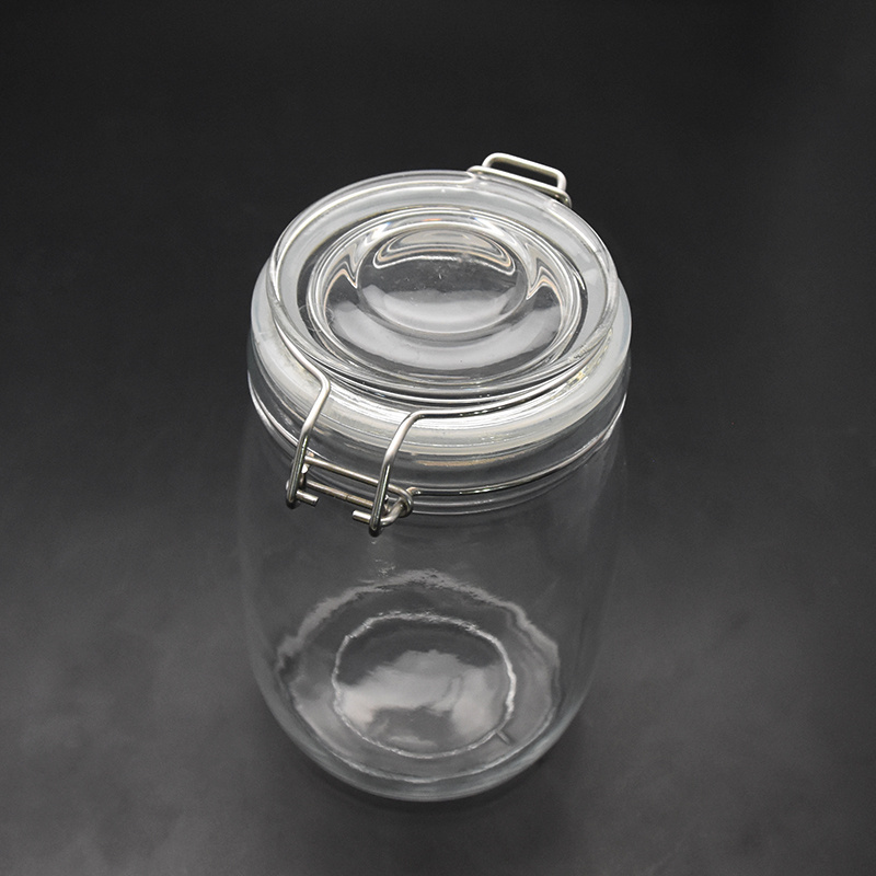 Wholesale custom round airtight glass jar large storage glass jar with swing top lid