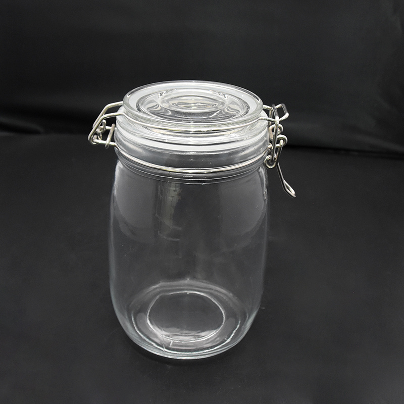 Wholesale custom round airtight glass jar large storage glass jar with swing top lid