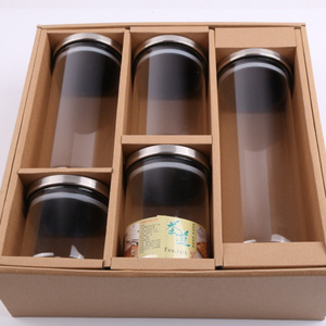 Luxury borosilicate hot sale set package box glass storage jar with stainless steel sealed lid