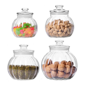 Hot sell new pumpkin shaped glass food storage jars