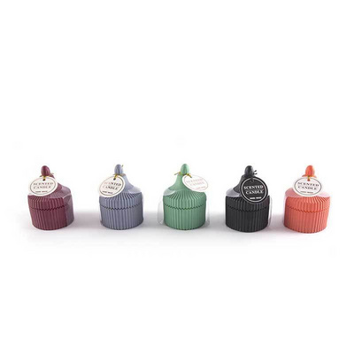 Spot creative small home yurt aromatherapy candle container candle holder with cover candlestick colorful empty candle glass jar