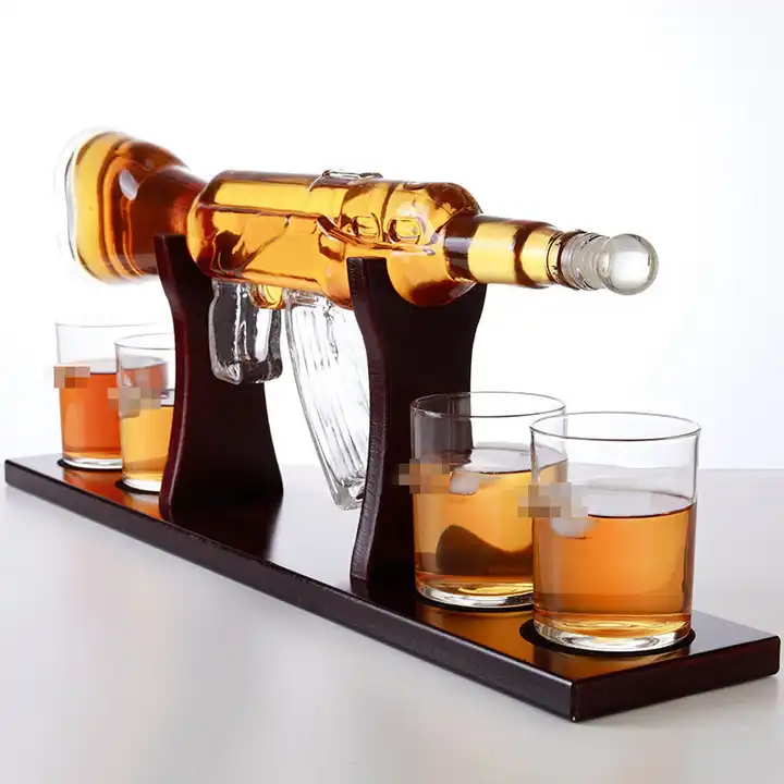 750ml Brandy Vodka Glass 1000ml Wine Whisky Vodka Tequila Clear Ak47 Gun Shaped Liquor Bottle for Sale