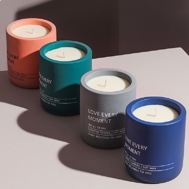 Hot sale Round luxury candle packaging colored concrete candle tinsCustom unique candle jars