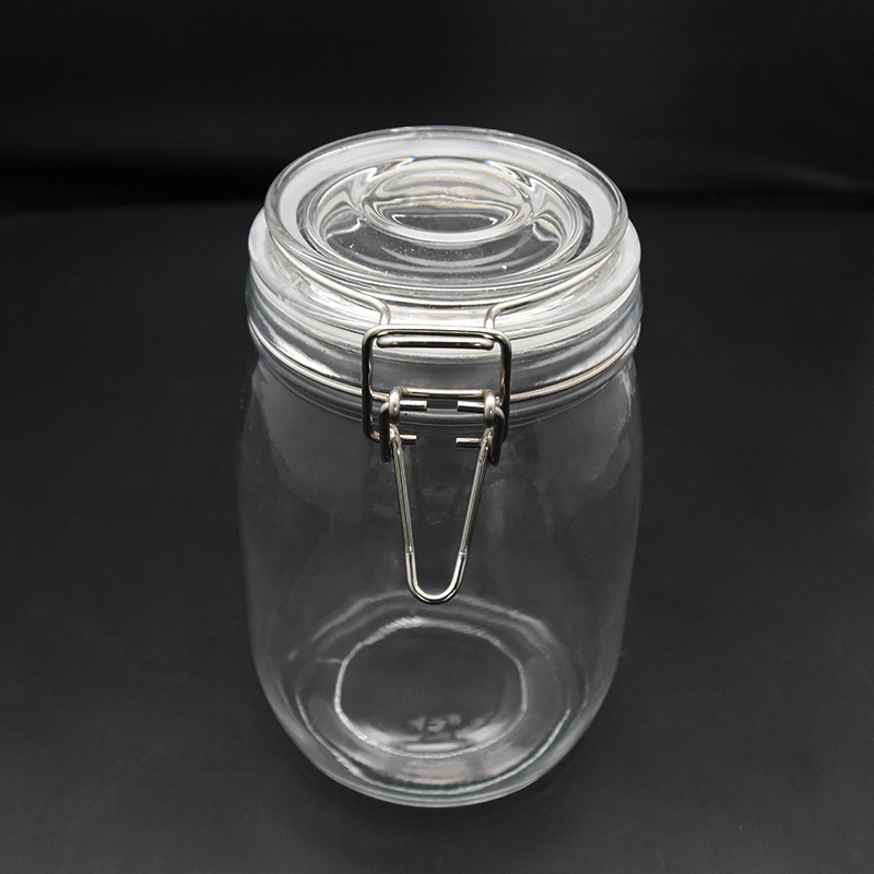 Wholesale custom round airtight glass jar large storage glass jar with swing top lid