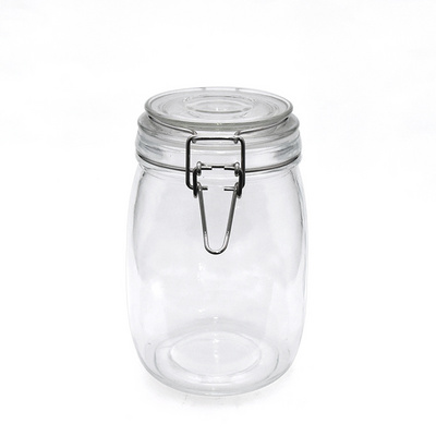 Wholesale custom round airtight glass jar large storage glass jar with swing top lid