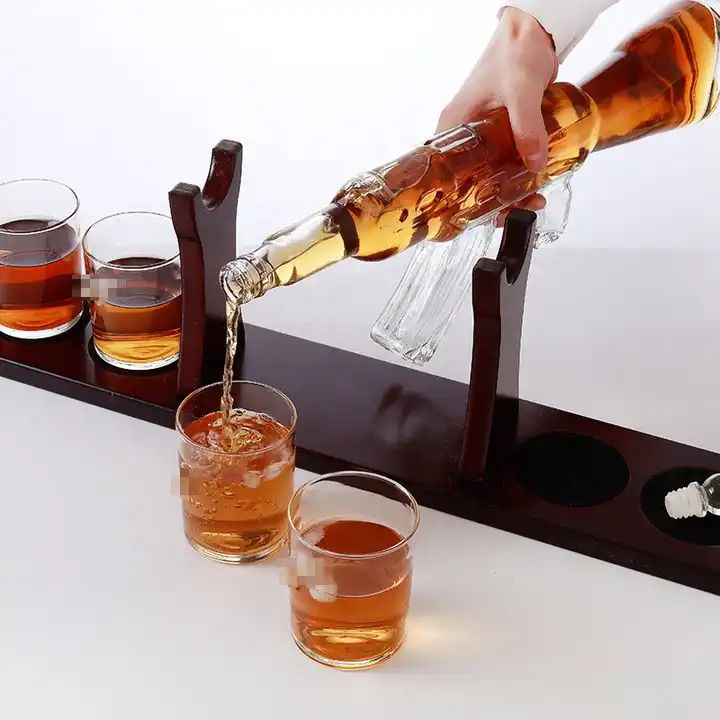 750ml Brandy Vodka Glass 1000ml Wine Whisky Vodka Tequila Clear Ak47 Gun Shaped Liquor Bottle for Sale