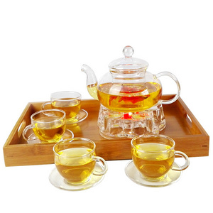 Personalized Borosilicate glass tea pot set hot water kettle with filter