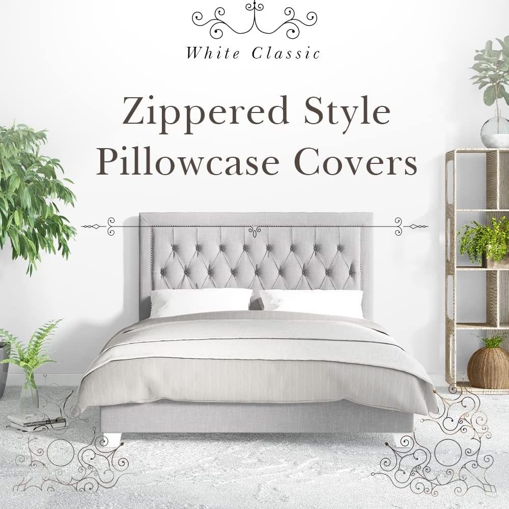 White Classic Luxury Hotel Collection Zippered Style Pillow Cover and Zippered Pillow Protectors and Pillow Case from Nan Tong