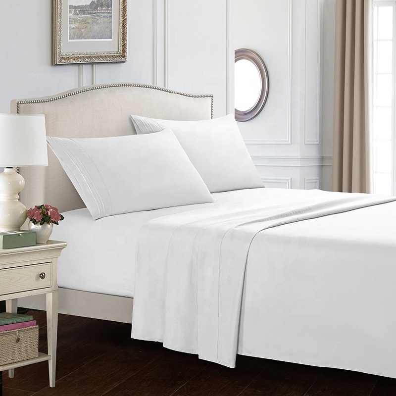 Embroider Style Luxury Polyester Brushed Microfiber Bed Sheet Bedding Sets for Hotel and Home