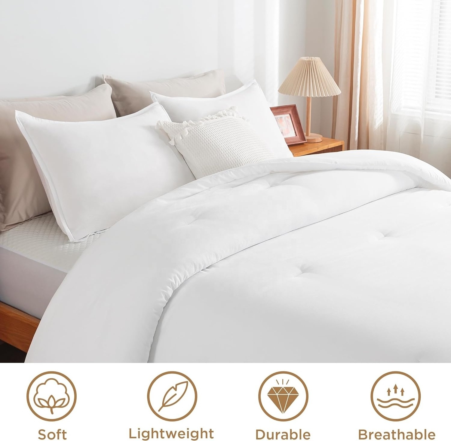 Pure Cotton Bed Sheet Luxury Super Soft Bedding Sets 4 pcs Sateen Weave for Hotel