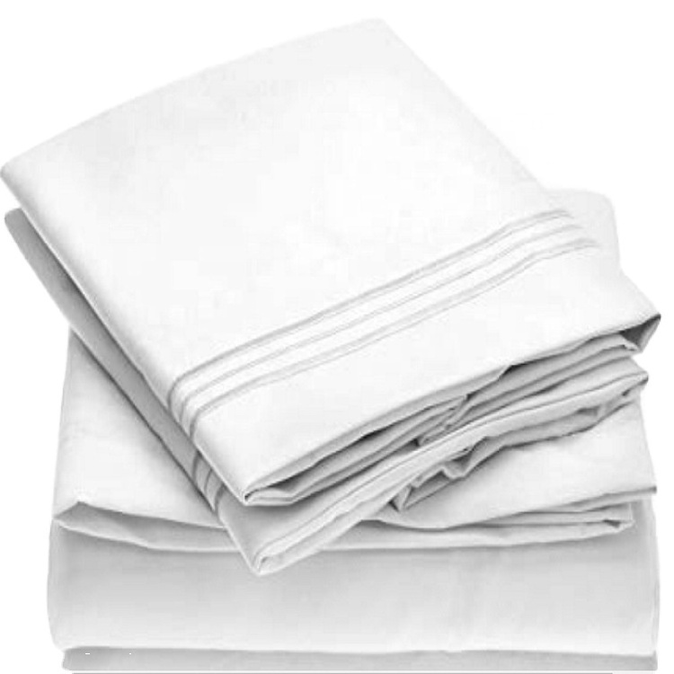 Embroider Style Luxury Polyester Brushed Microfiber Bed Sheet Bedding Sets for Hotel and Home