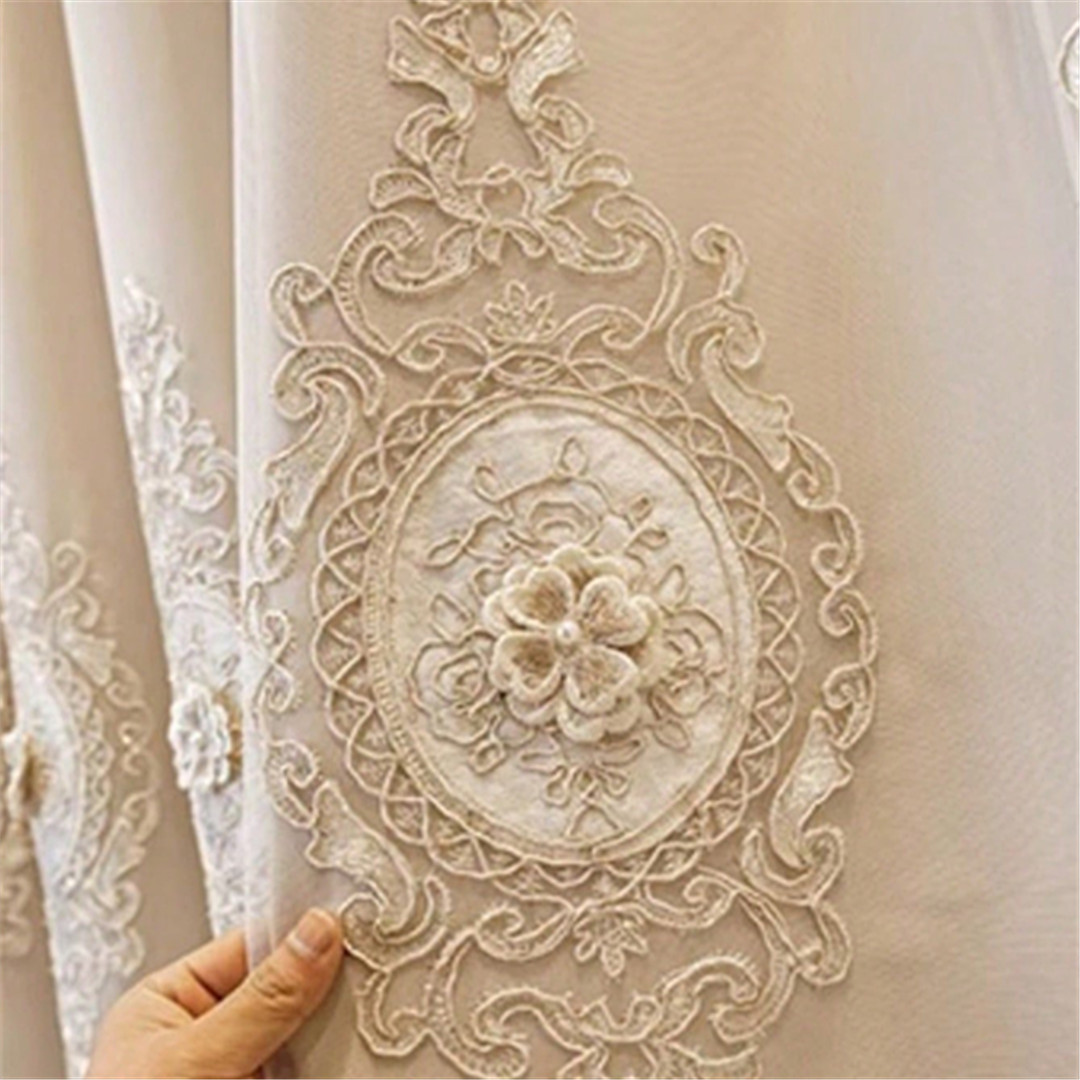 Wholesale Luxury European Embroidery Window Curtain Double Layers Lace Embroidered Curtains for Bedroom