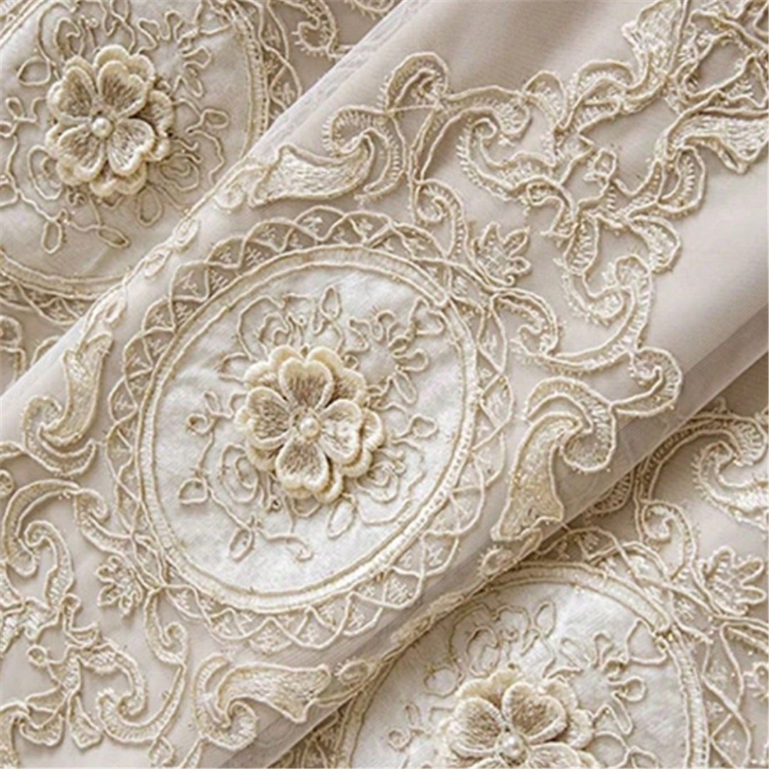 Wholesale Luxury European Embroidery Window Curtain Double Layers Lace Embroidered Curtains for Bedroom