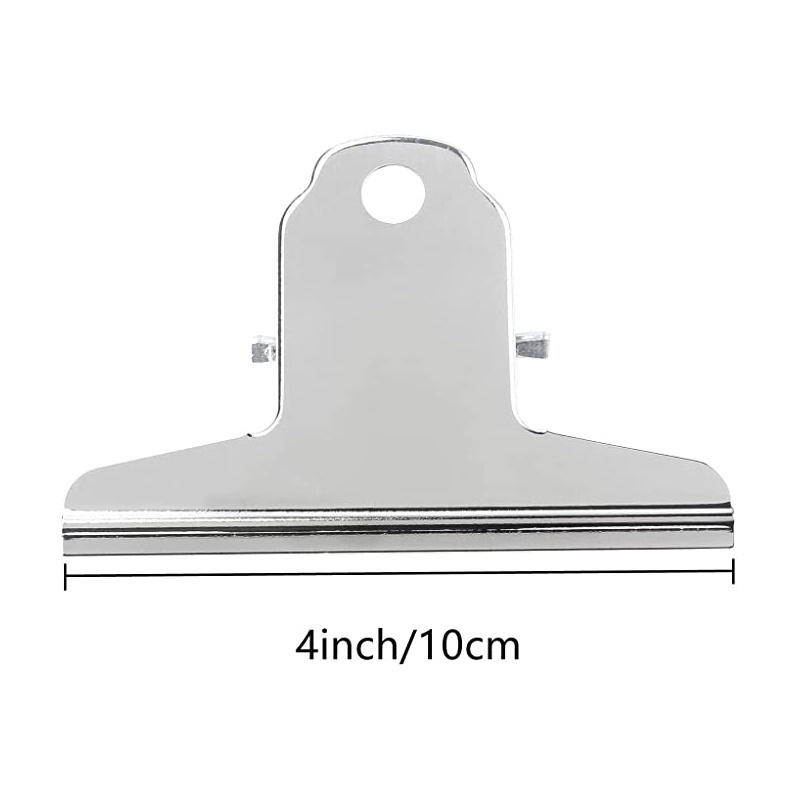 4inch Large Bulldog Clip Silver Stainless Steel File Money Binder Clips Clamps Metal Food Bag Paper Clips for Home Office School