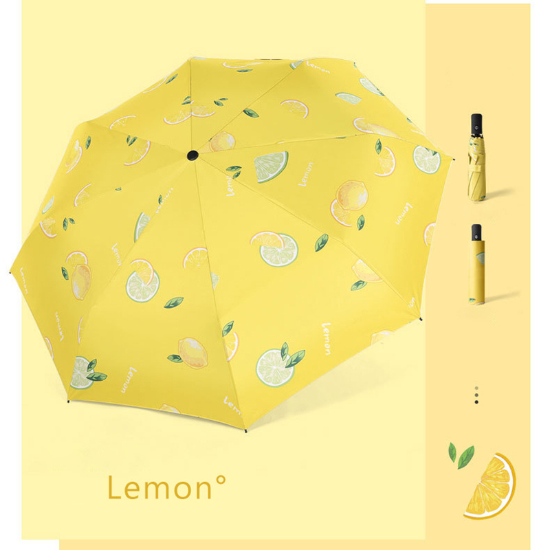 Customized Cute Avocado Fruit Girls Automatic Folding Umbrella Rain Women Sun Protect UV Parasol Umbrella 8K Windproof Paraguas