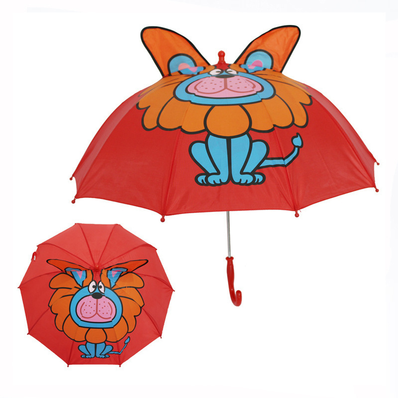 Creative Cute Cartoon Animal Print Children Umbrella animation creative Long Handle 3D ear modeling kids umbrella For boys girls