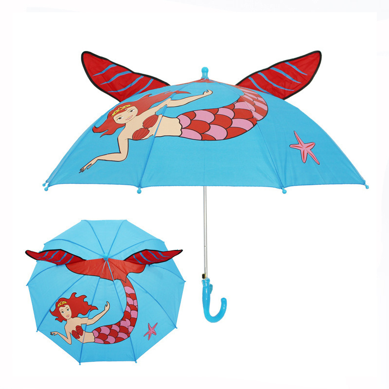 Creative Cute Cartoon Animal Print Children Umbrella animation creative Long Handle 3D ear modeling kids umbrella For boys girls