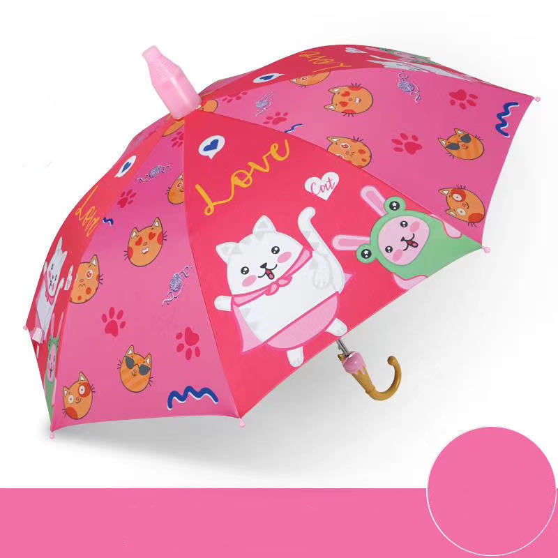 Cute Animal Car Print Children Umbrella Boys Girls Cartoon Long Handle Safe Light Black Coating Sun Umbrella Waterproof Cover