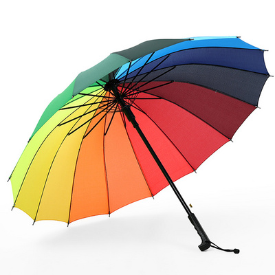 Logo Customized Promotional Gifts Big Rainbow Rain Women Colorful Long Handle Umbrellas 16K Windproof Travel Light Golf Umbrella