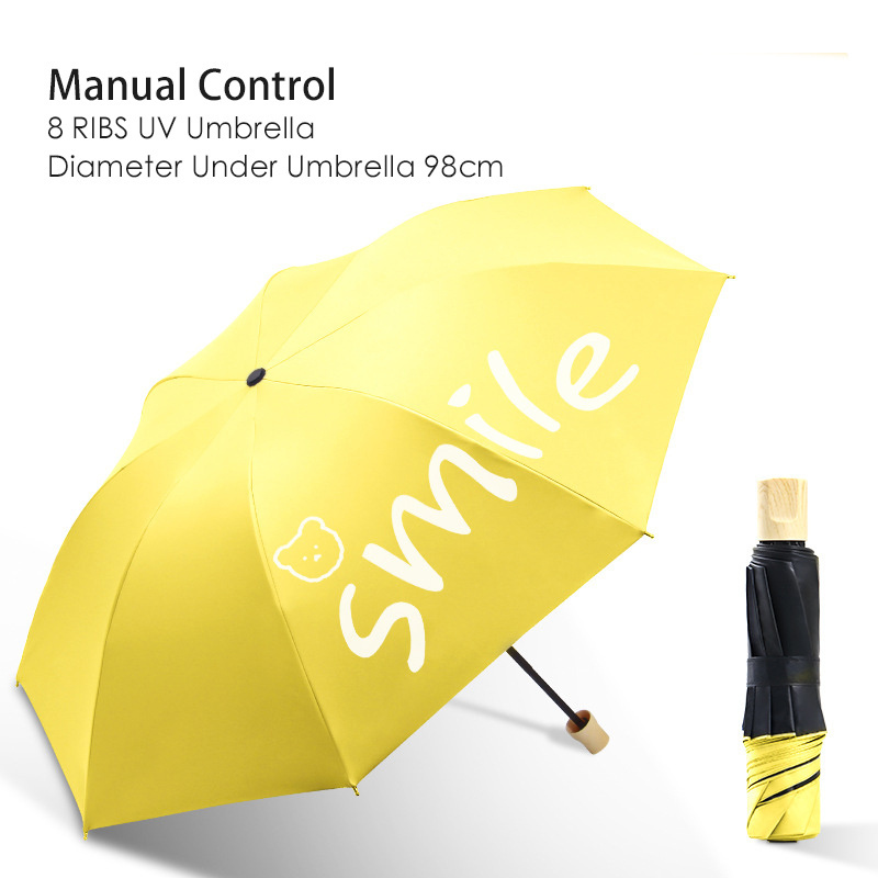 8 Ribs Smile Cartoon Bear Anti UV Paraguas Sun Child Umbrella Windproof Light Folding Portable Umbrellas for Women Children Kids