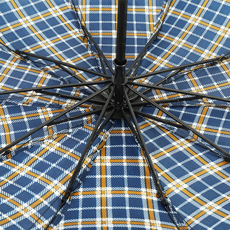 10 Ribs business lattice large umbrella men women reinforced anti-wind plus size retro strong manual folding plaid umbrella