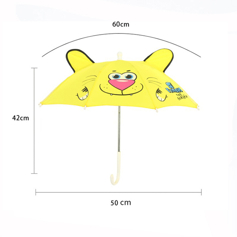 Mini Cute Cartoon Animal Cat Tiger Bear Frog Children Umbrella Creative Long-handled 3D Ear Modeling Kids Boys Girls Umbrella