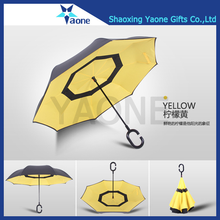 Magic umbrella C Handle Upside Down Sided Inverted Umbrella For Cars Double Layer Umbrella