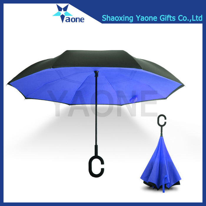 Magic umbrella C Handle Upside Down Sided Inverted Umbrella For Cars Double Layer Umbrella