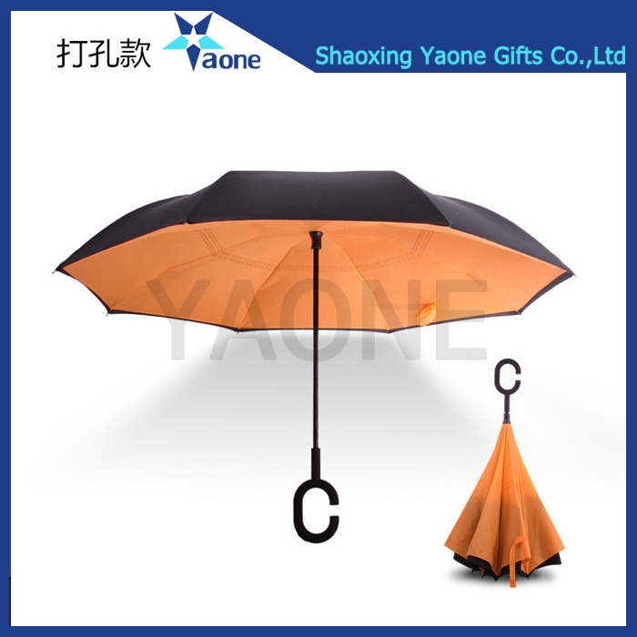 Magic umbrella C Handle Upside Down Sided Inverted Umbrella For Cars Double Layer Umbrella