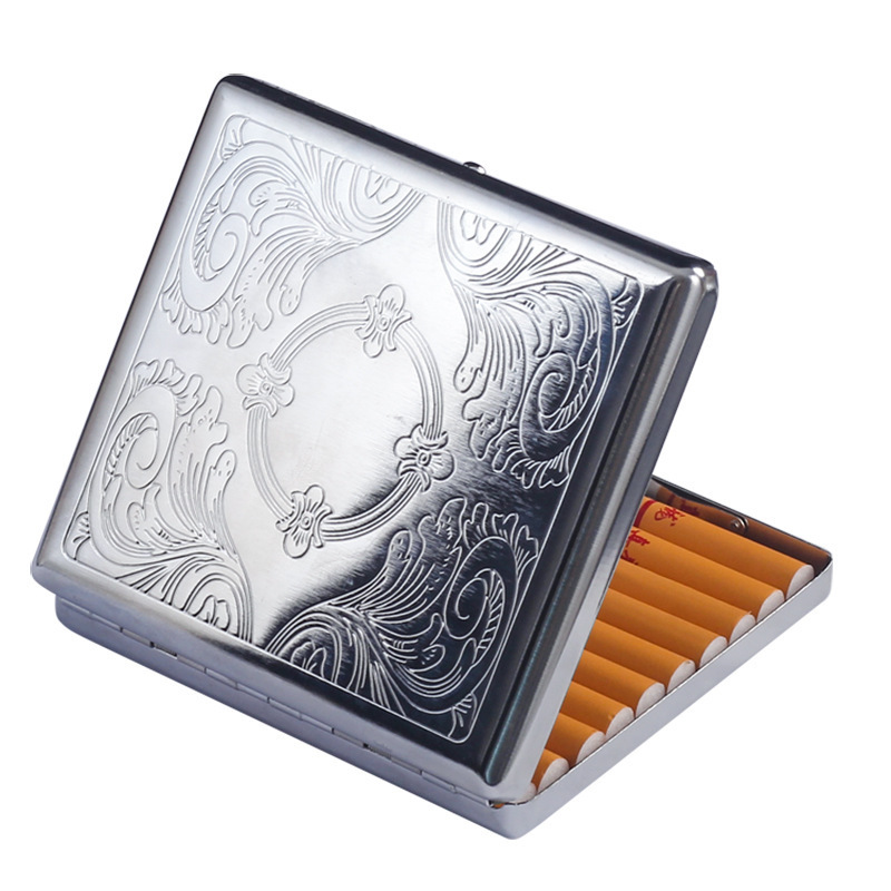 Waterproof Silver Portable Metal Cigarette Case for 20 Cigarettes Flip Open Storage Box Holder Travel Outdoor Smoking Tools