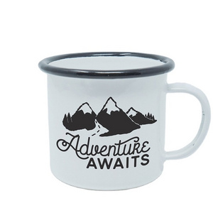 8cm 9cm 10cm custom printed carbon steel enamel metal camping mug customized color logo enamel mug