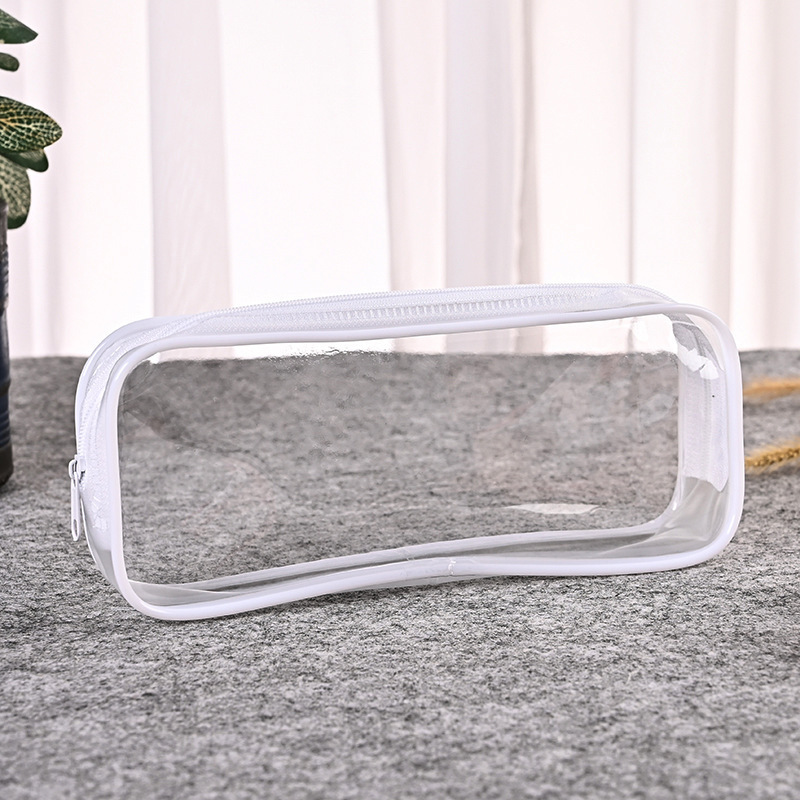 Clear PVC Pen Pencil Case Portable Transparent Pencil Bag Makeup Pouch With Zipper For School Office Stationery