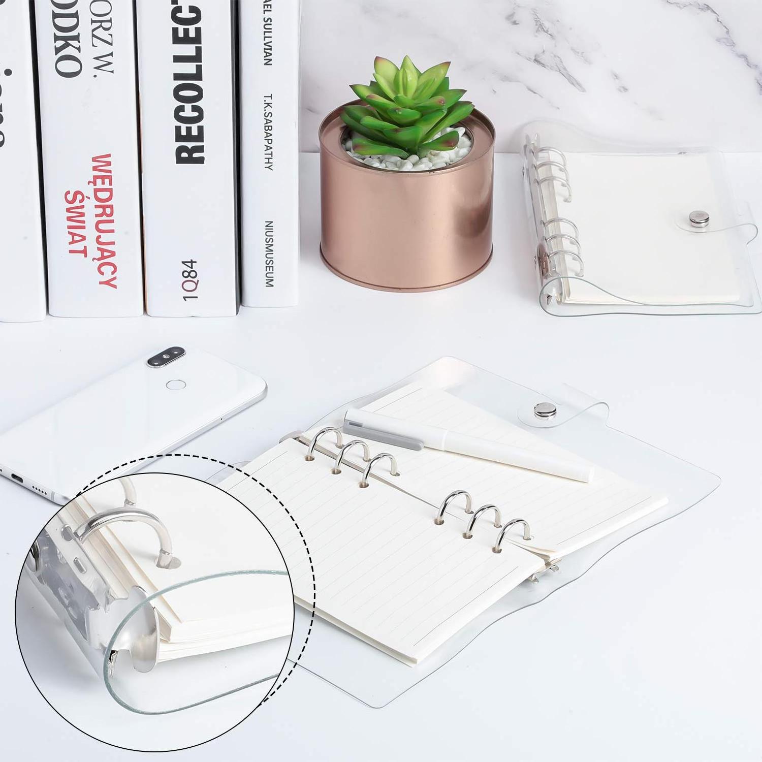 High Quality Soft Transparent PVC Book Cover Loose Leaf Binder A6 A5 Notebook Paper File Holder