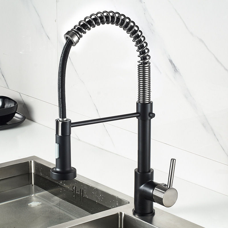 2022new fashion simple design kitchen sink tap faucet pull out kitchen faucets black gold with pull down sprayer