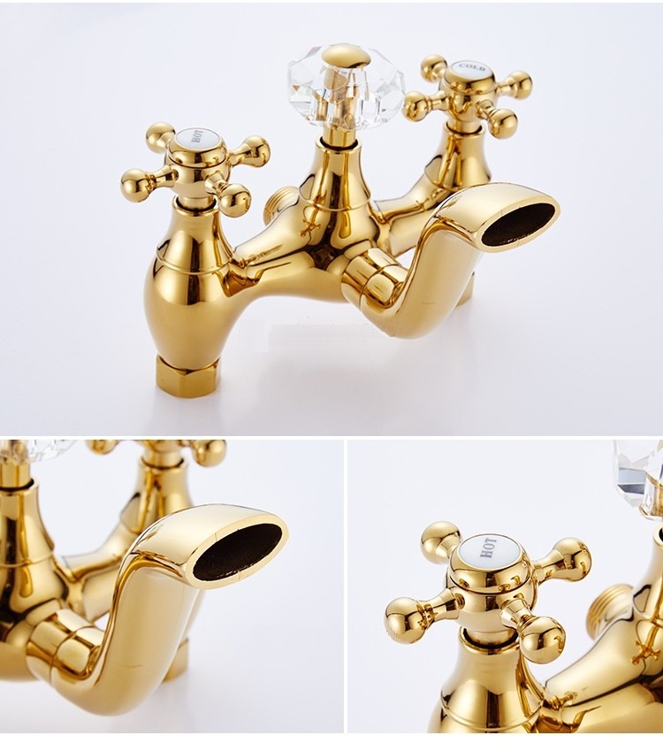 Rose Gold Shower Small Shower Set Antique Double Handle Hot and Cold Tub Faucet