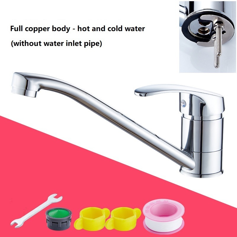 Vegetable basin sink faucet long mouth horseshoe type mixing valve all copper single faucet